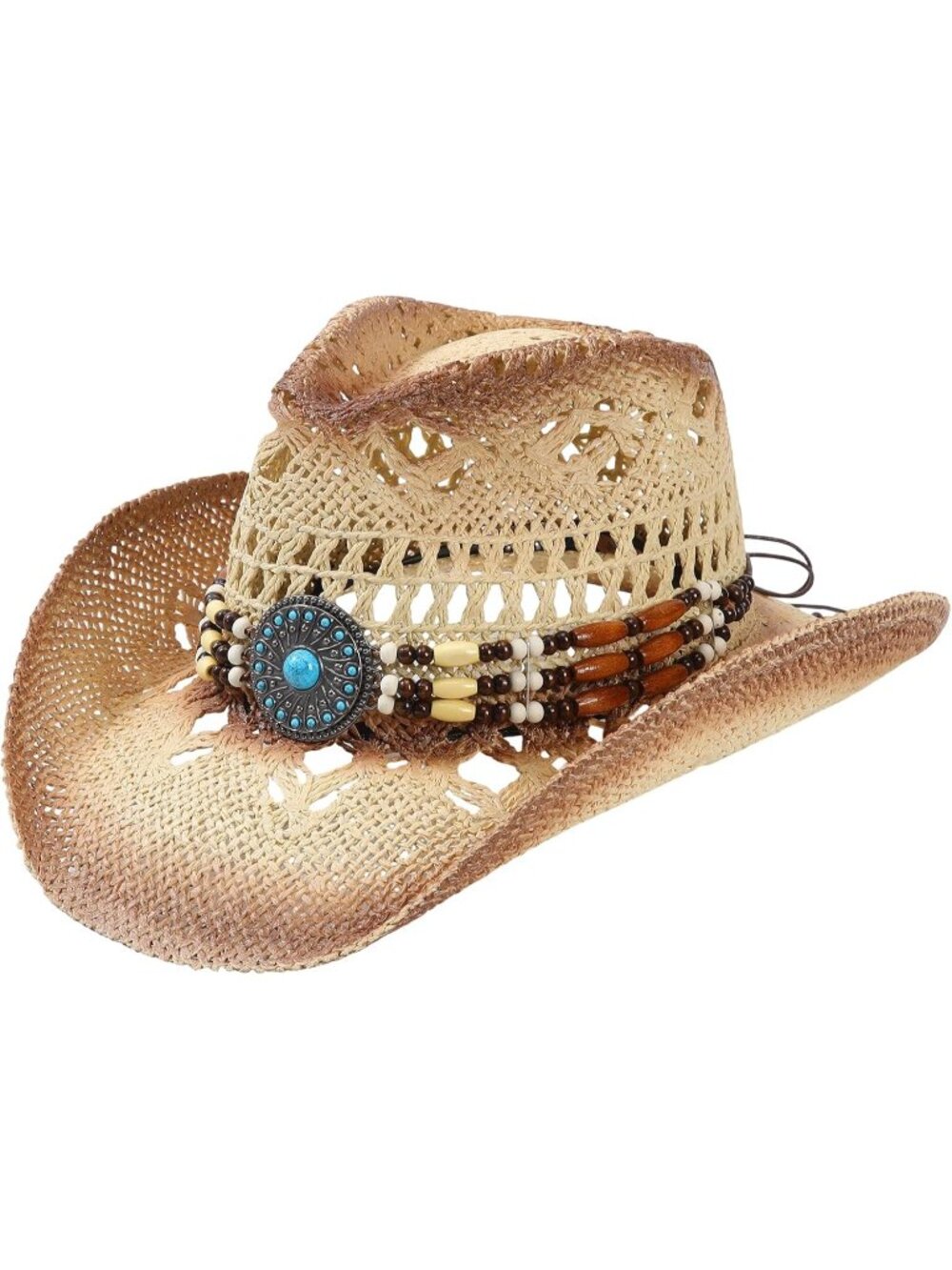 Men's Beige3 Pull-On Shapeable Brim Adjustable Chin Strap Cowgirl Cowboy Hats